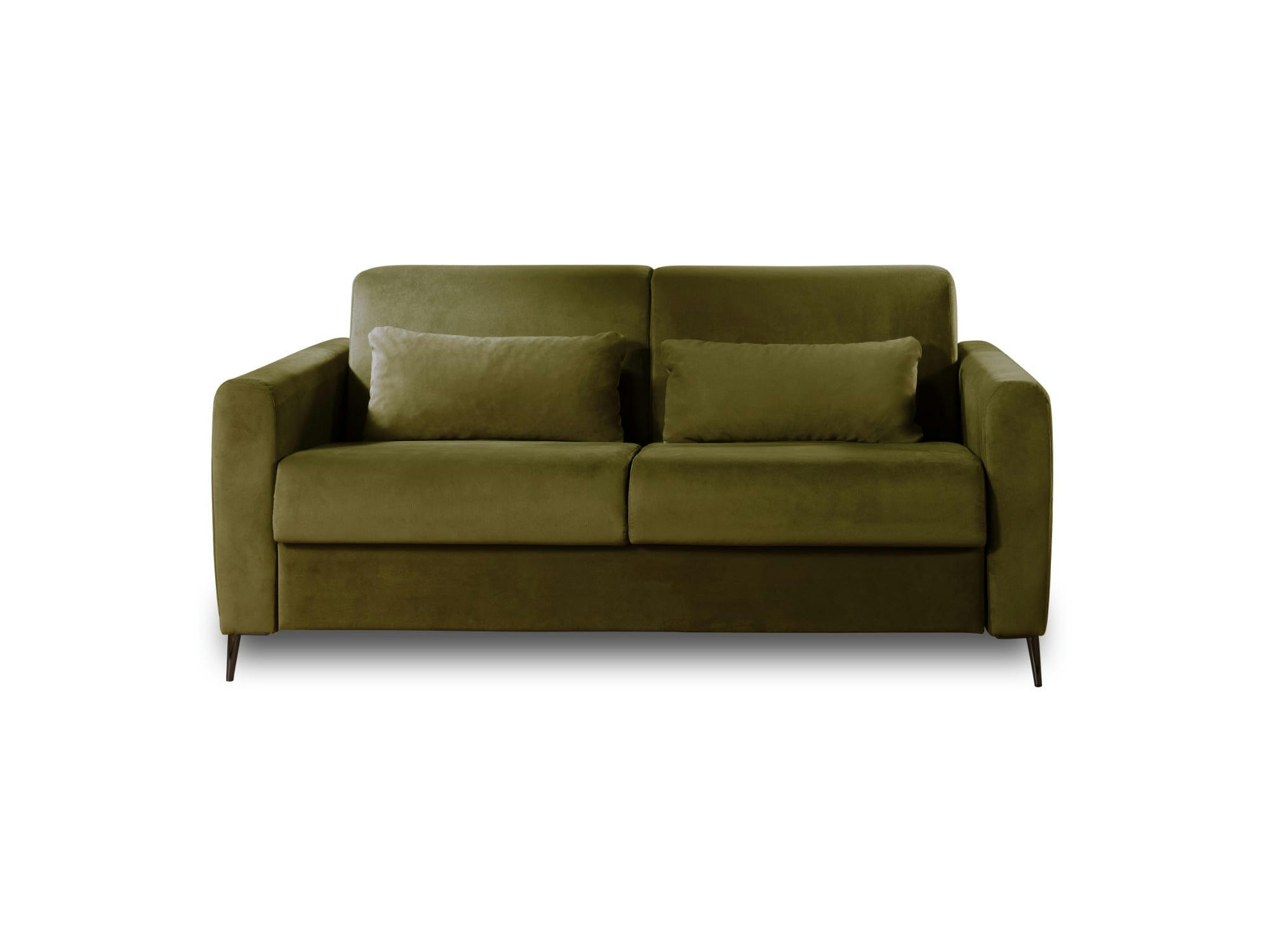OWEN - Canapé droit convertible 3 places en velours vert olive