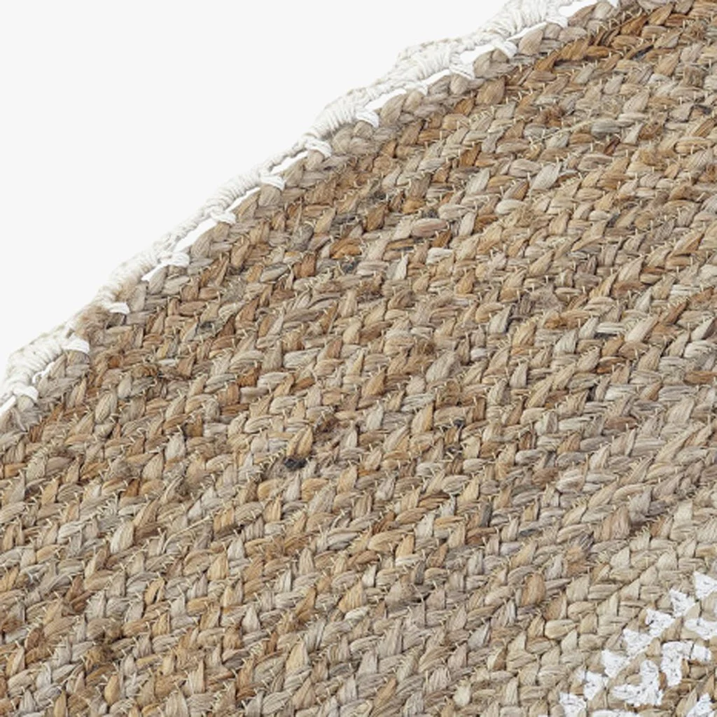 Tapete Redondo com desenho Étnico em Juta e Algodão OAXACA