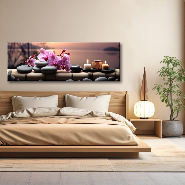 Feeby Obraz na płótnie, Rożowe storczyki zen 90x30
