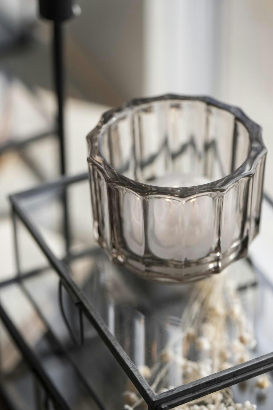 - Bougeoir photophore gris D9.2cm