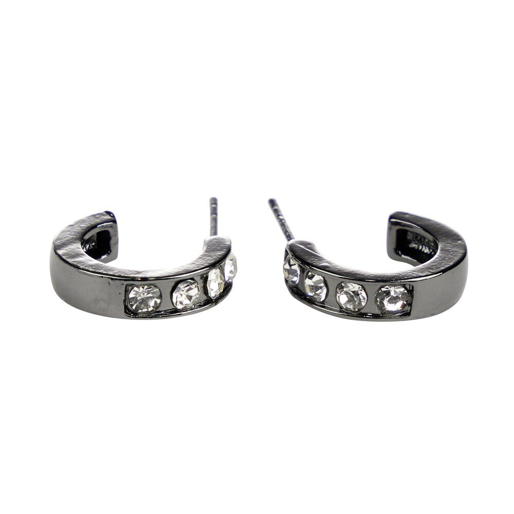 Boucles d'oreilles femme pierre en verre transparent et métal Ø1,5cm (3 modèles)