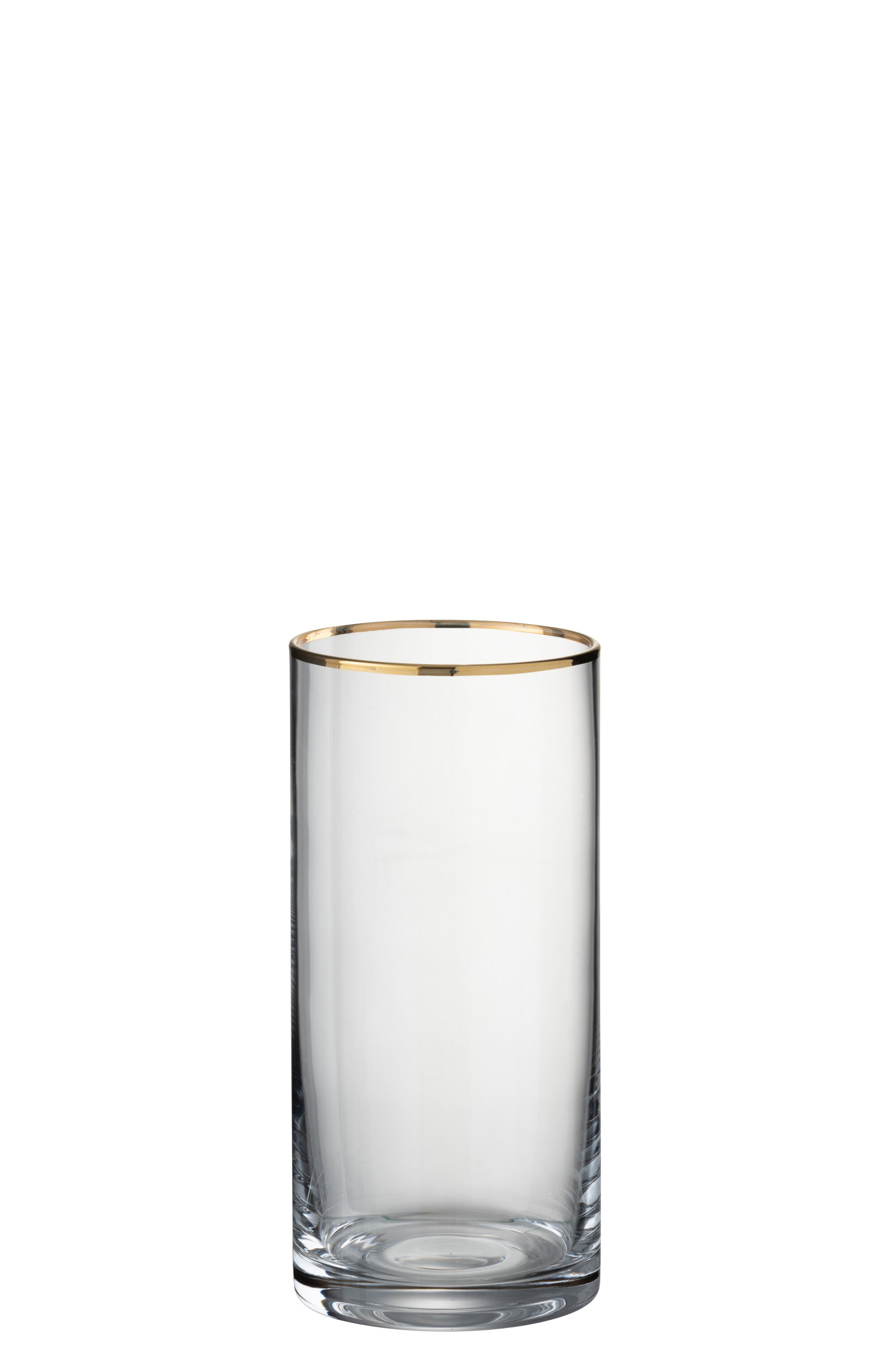 J-Line glas Rand Cilinder Hoog - glas - transparant/goud - 6 stuks