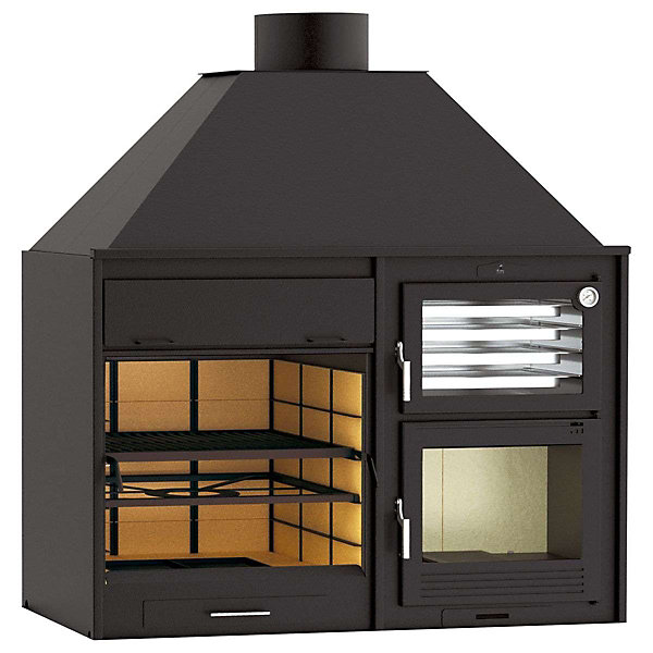 Barbecue charbon horizontal fm calefaccion acier noir 70 x 70 x 54