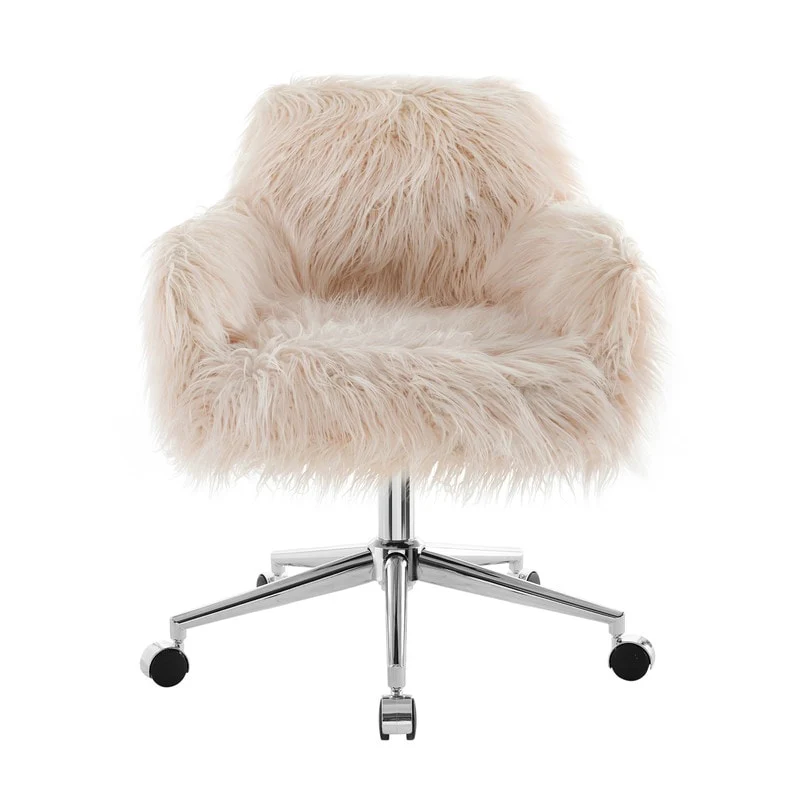 Amber Faux Fur Pink Office Chair
