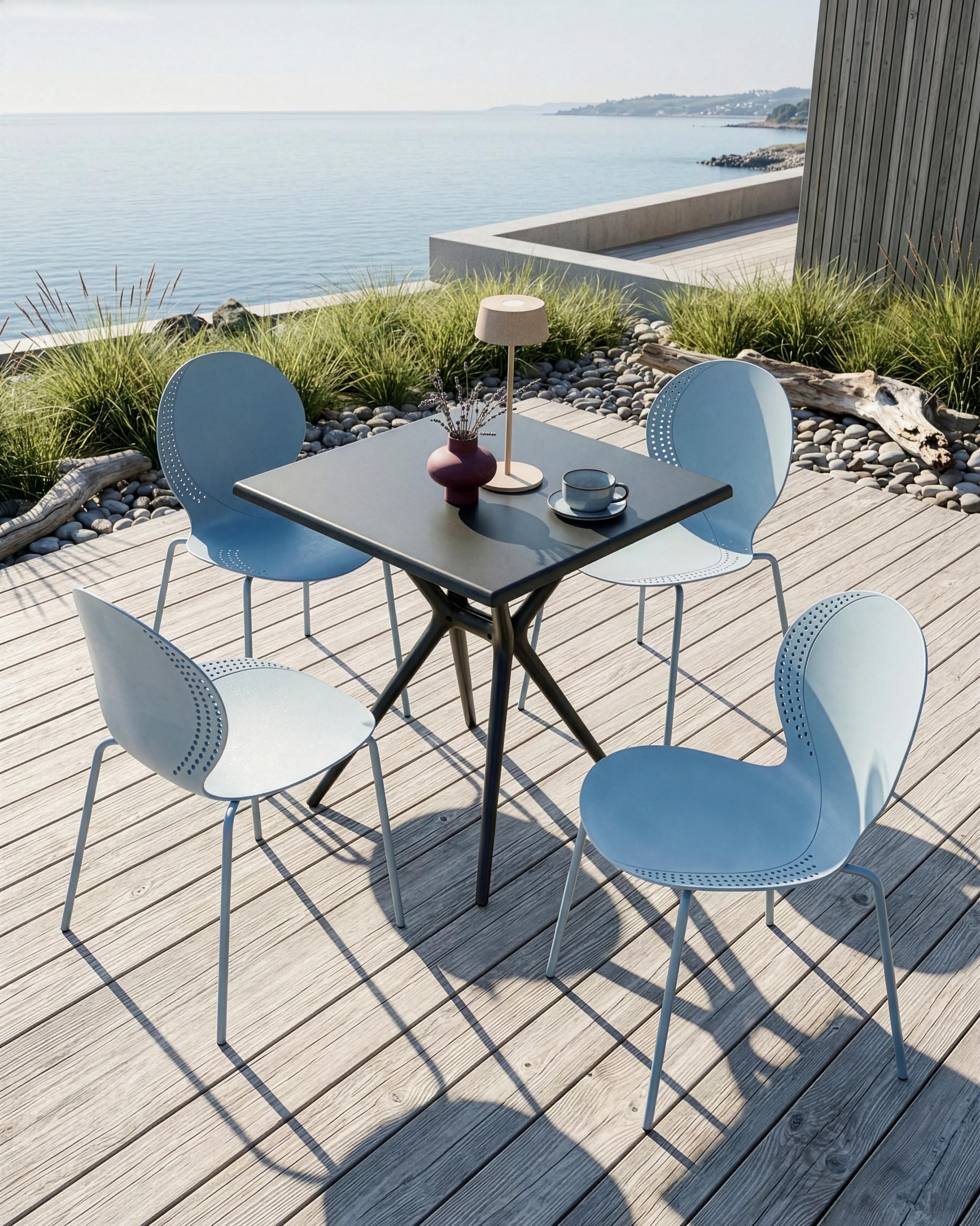 Set of 4 Garden Chairs MILOS Stacking Light Blue