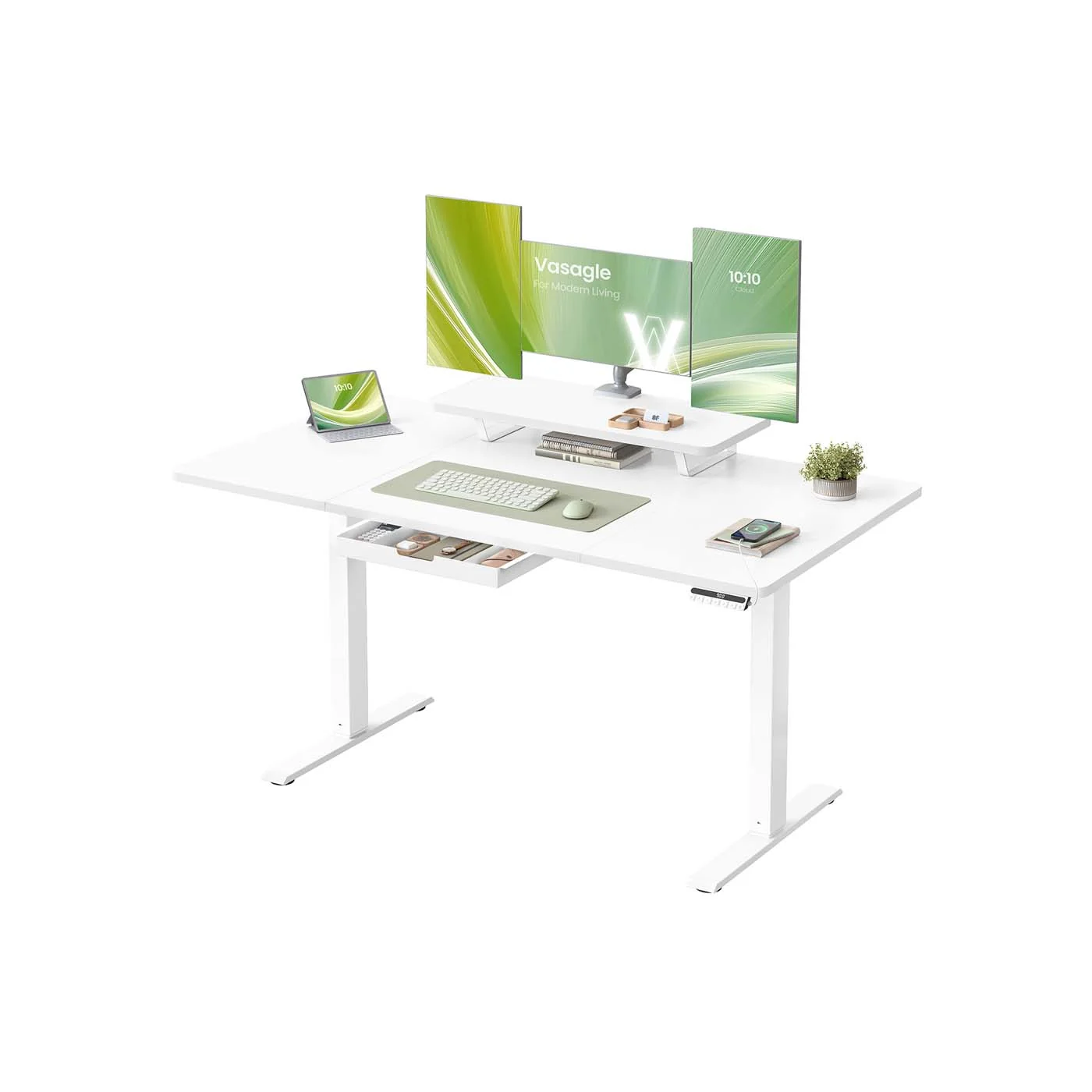 Bureau électrique réglable avec tiroir support écran et port USB