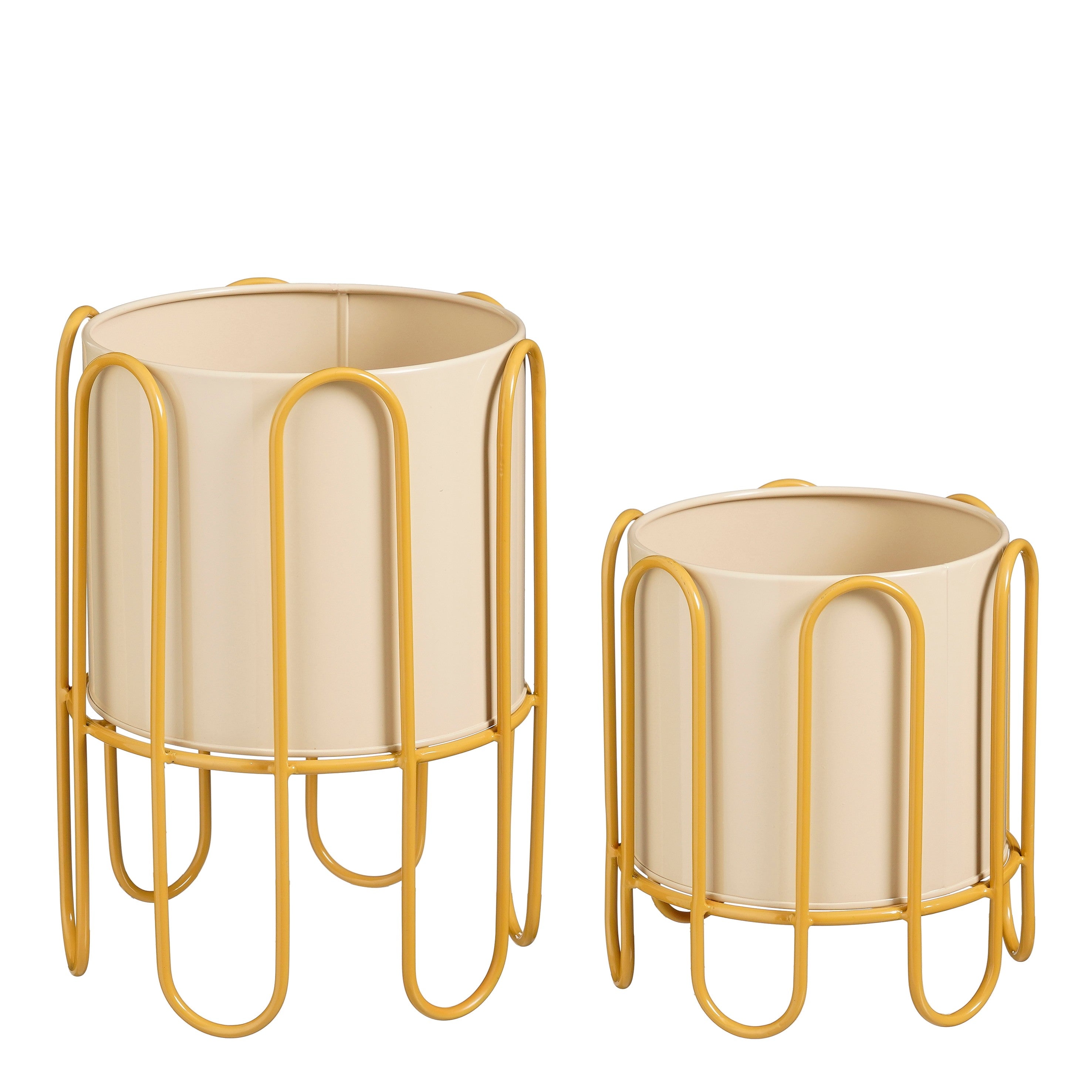 Mica Decorations Dione Bloempot op Standaard – Set van 2 – Plantenpot voor Bloemen en Kamerplanten – Bloempotten voor Binnen – IJzer – Bruin