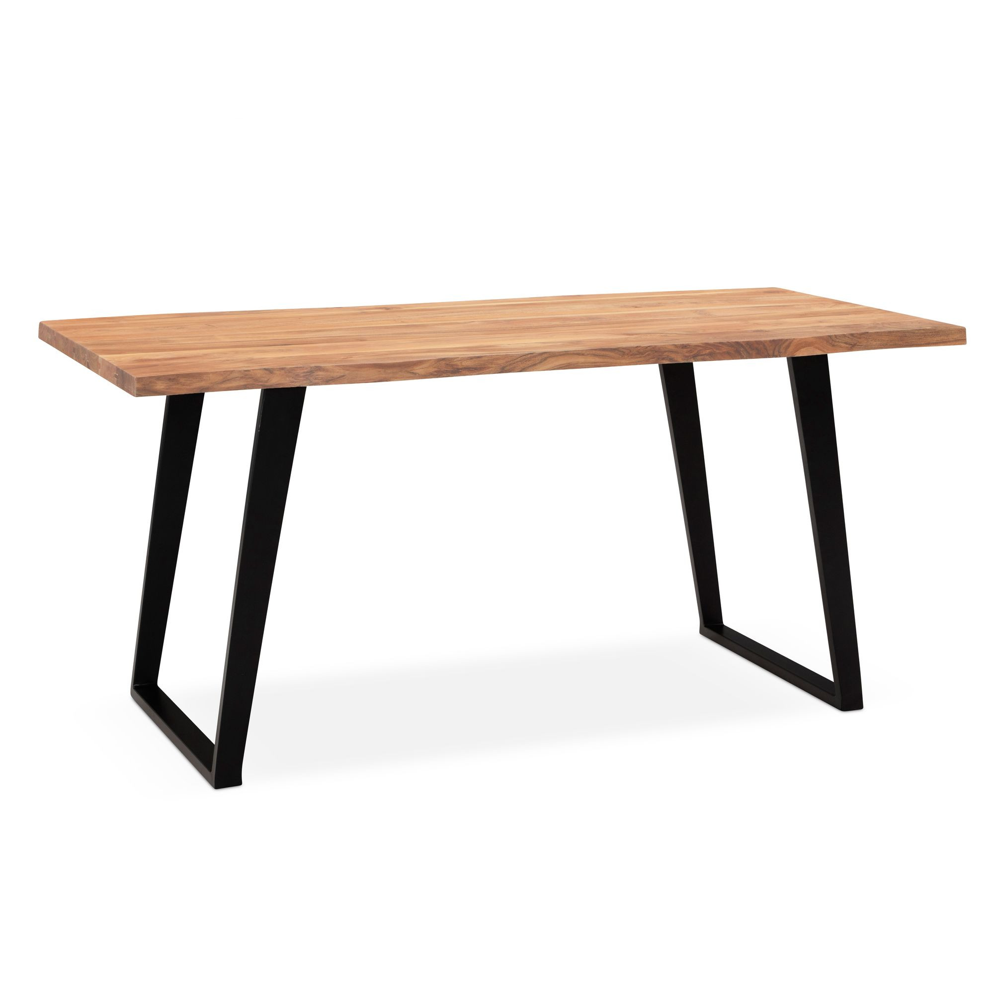 Biurko z Drewna Akacjowego 140 cm Metalowe Nogami Stół Home Office