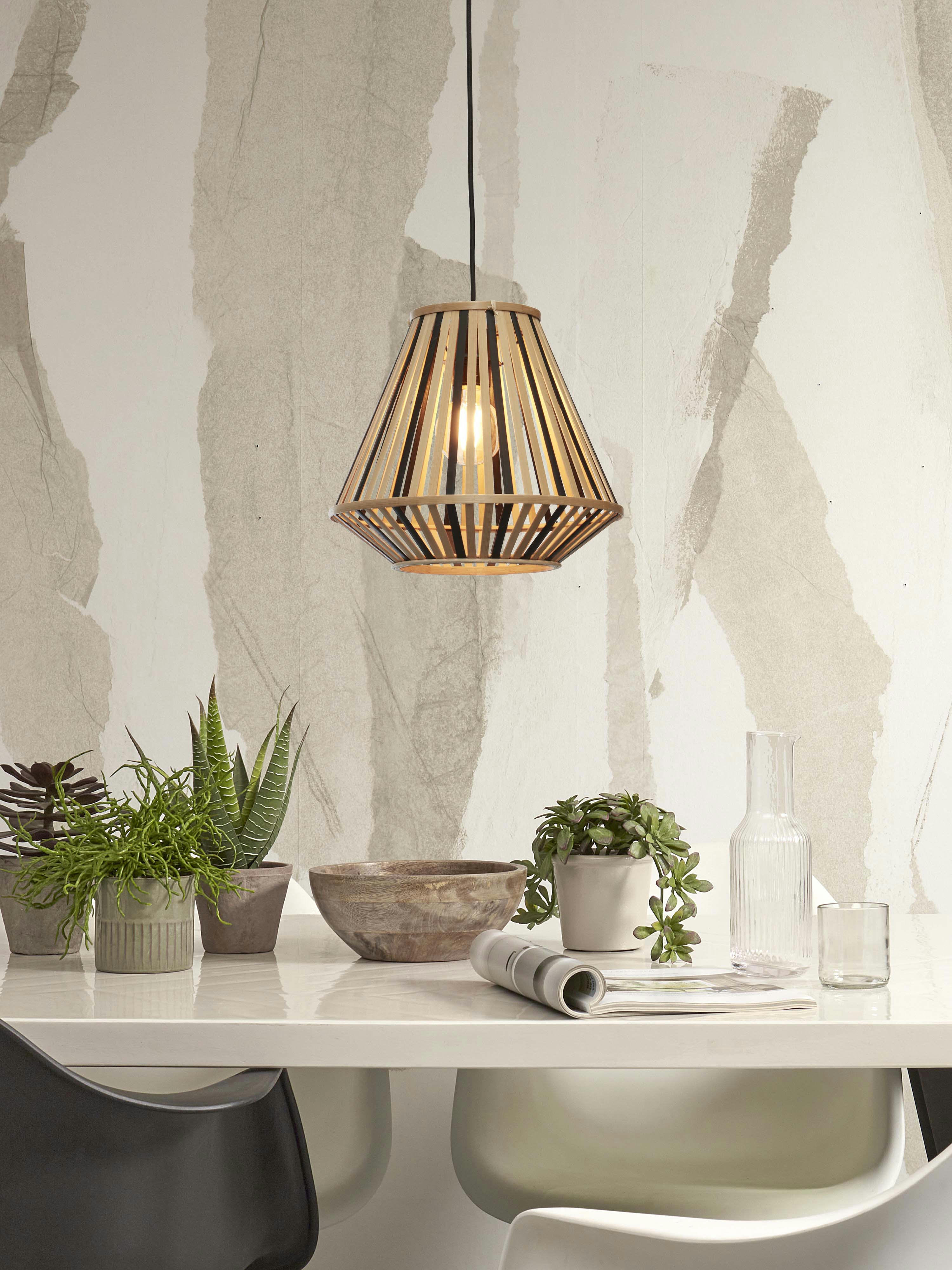 MERAPI - Suspension bambou  naturel/noir, h. 30cm