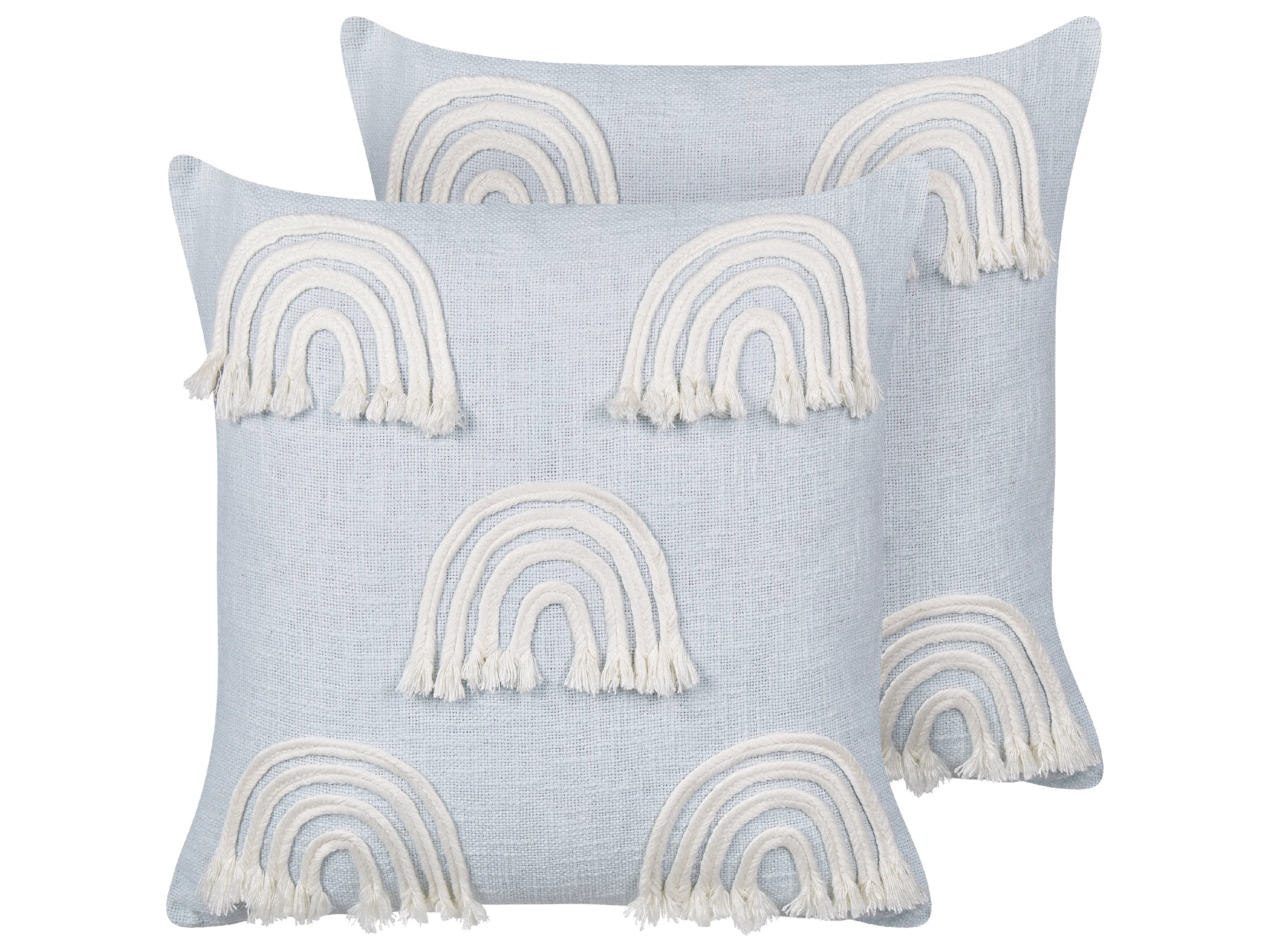 Set of 2 Decorative Cushions LEEA Cotton 45 x 45 cm Light Blue