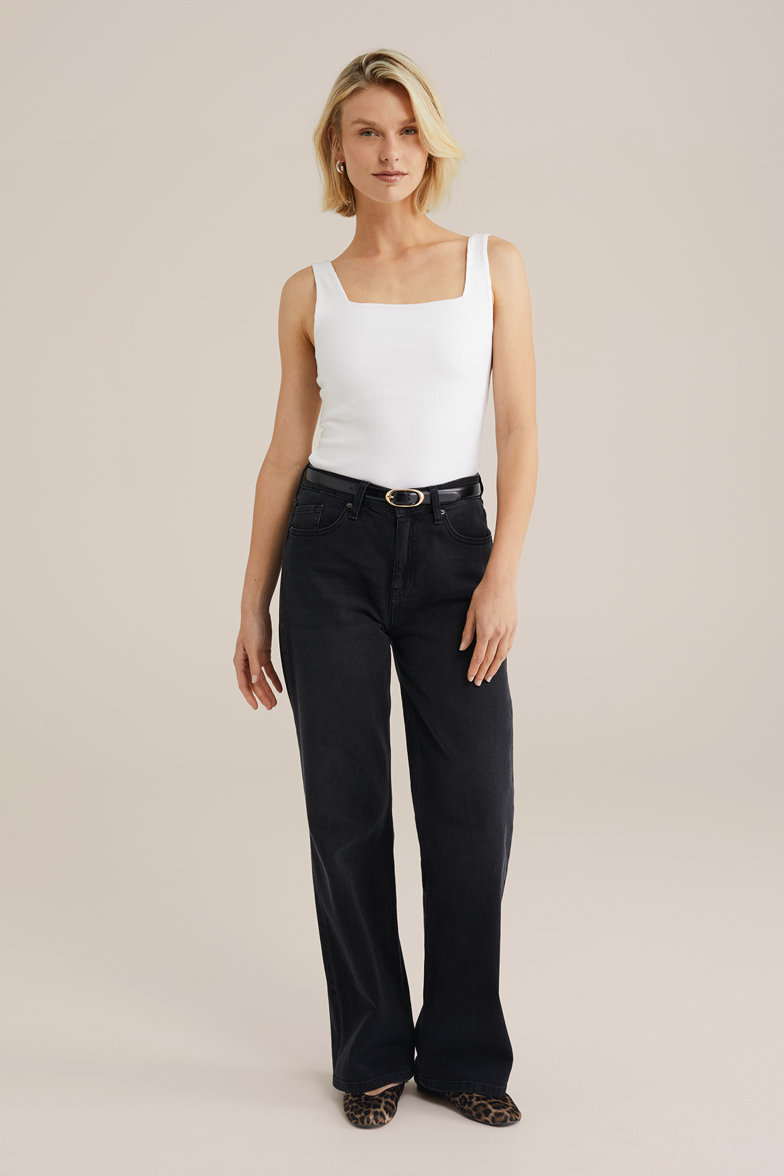 Dames singlet van ribstof