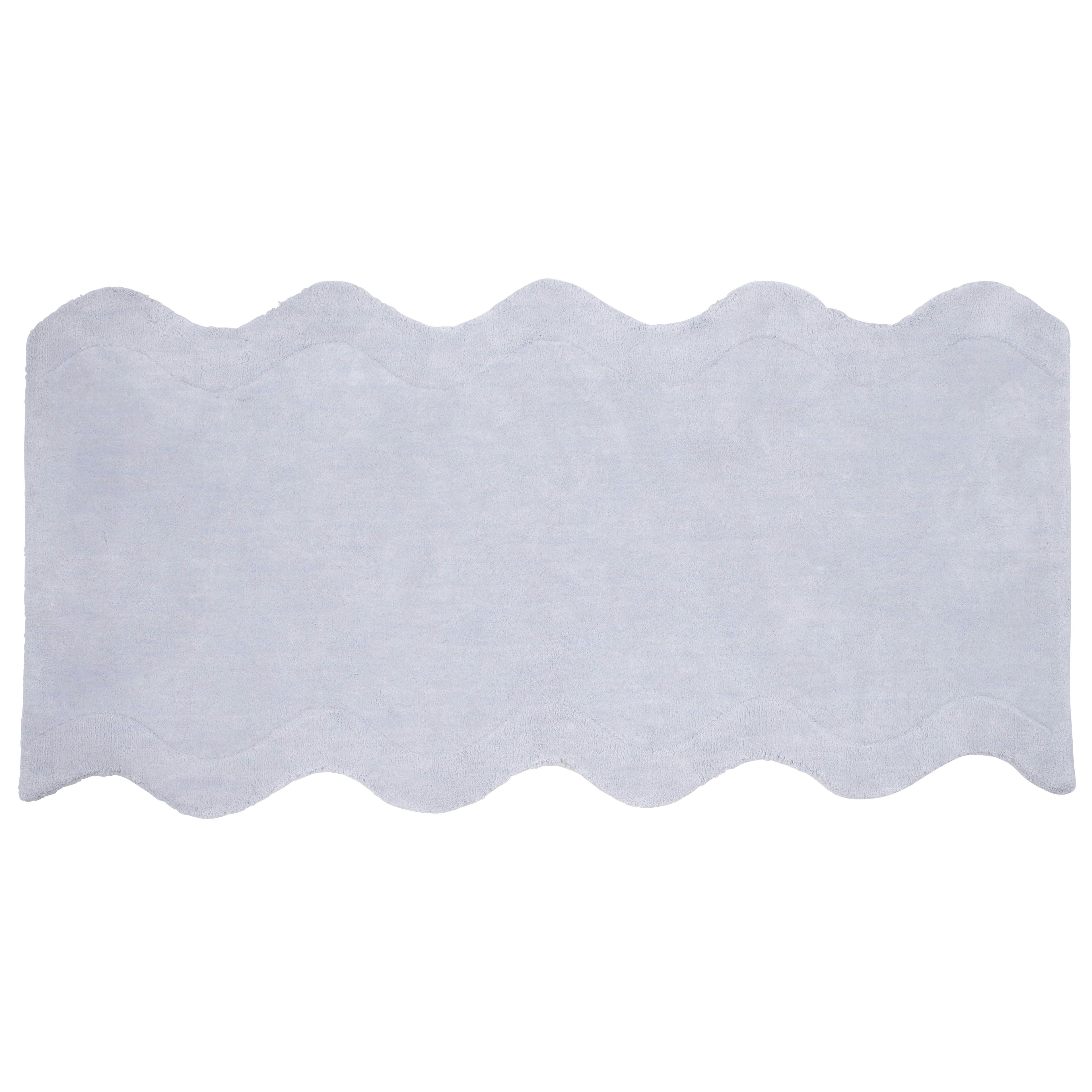 HECATE - Tapis design vague en coton bleu 60x120