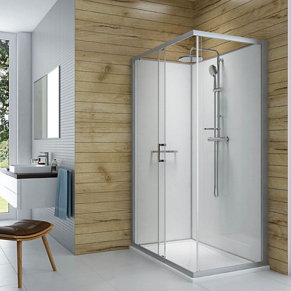 Pack cabine de douche 120 x 90 cm LEDA Karamineral 2 porte coulissante   receveur de douche antidérapant