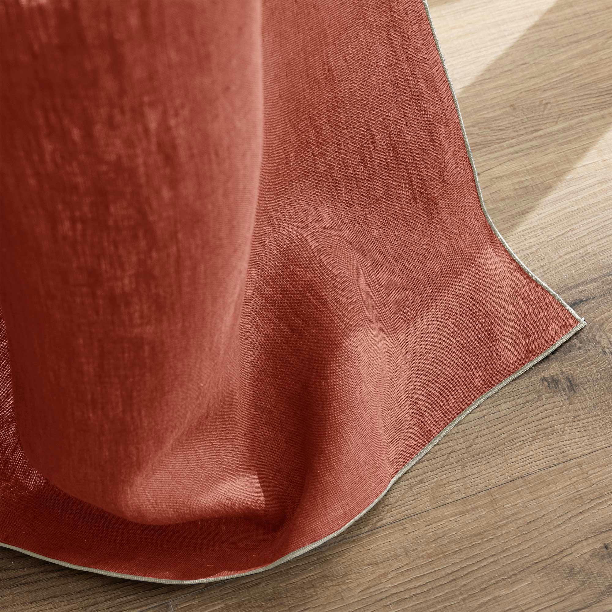 AUTOUR DU LIN - Rideau à œillets en pur lin lavé  150x260cm Terracotta