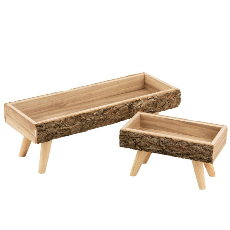 PAULOWNIA - Cache-pot sur pied rectangle bois naturel L54,5cm