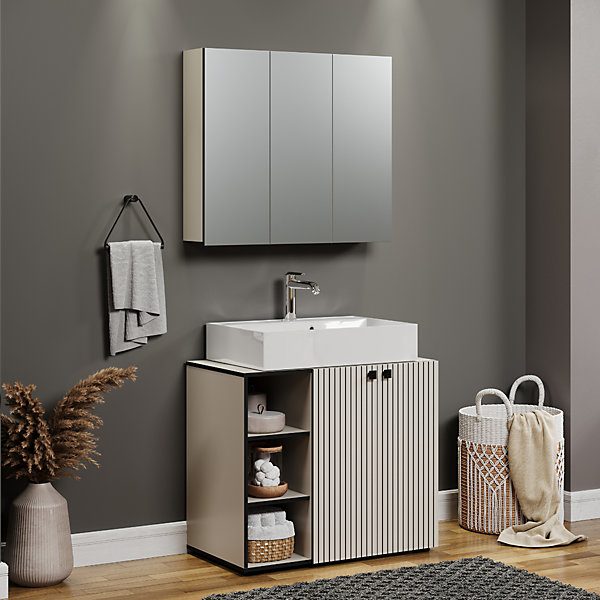 Armoire de toilette 3 portes miroir L90 cm - PUREBLISS