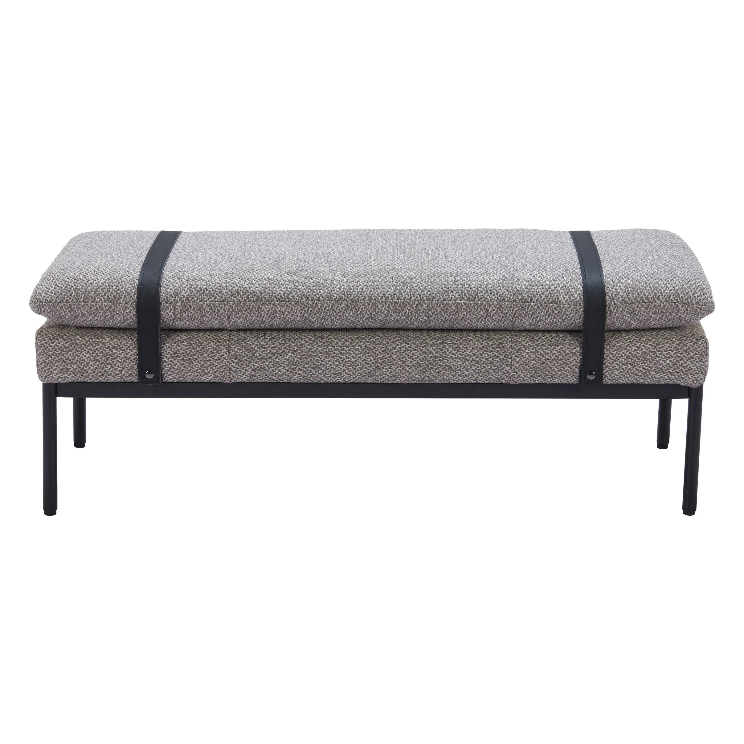 HomeRoots 47 Gray and Black Fabric Upholstered Bench - 47.2' X '18.1' X '15.7
