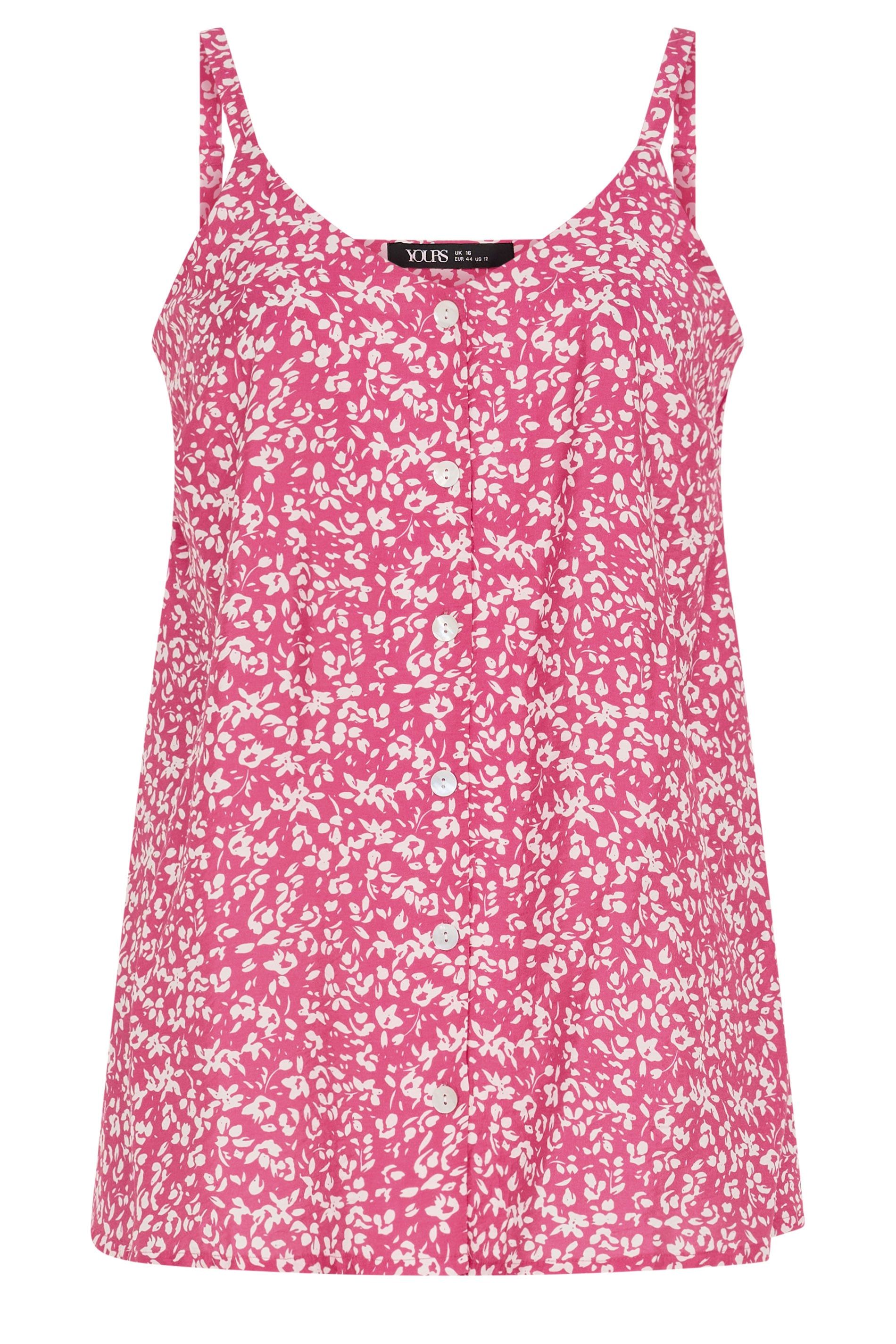Yours Floral Print Button Cami Vest Top