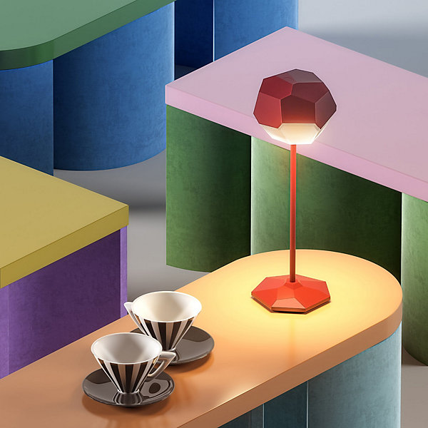 Lampe de table touch sans fil aluminium STONE Rouge H33cm