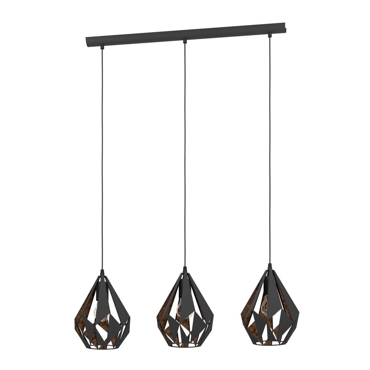 EGLO hanglamp Carlton 1 - e27 - 80,5 cm - zwart/koper
