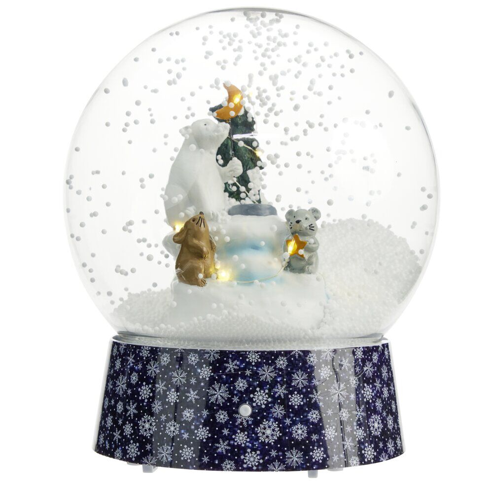 Boule à neige No&euml;l lumineuse animée 15LED Ø21xH24cm