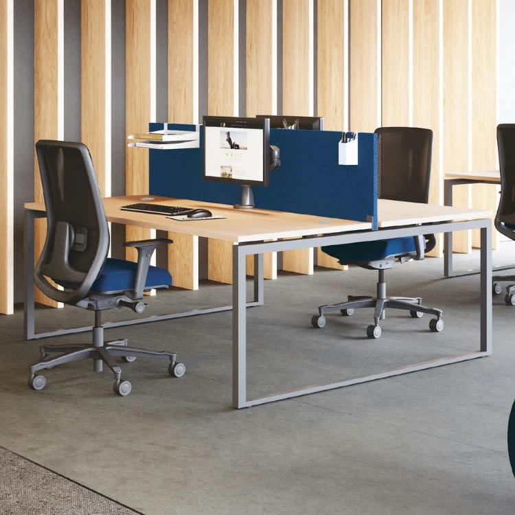 CINETIC BOUCLE - Bureau pour 2 personnes chêne clair et anthracite