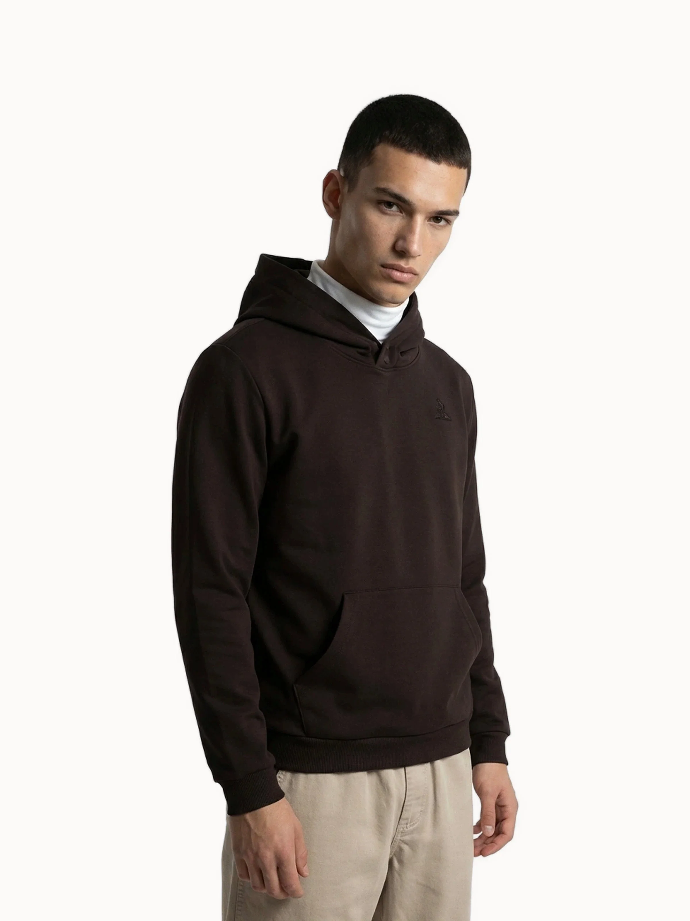 Sweat à capuche Essentiel double face avec logo brodé ton sur ton