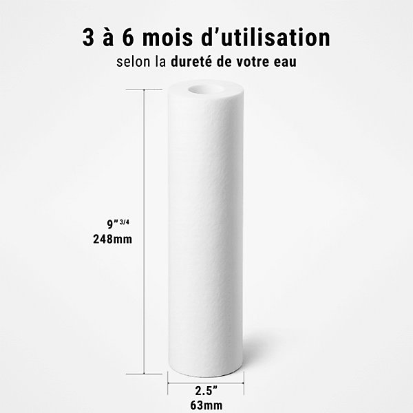 Cartouches anti-sédiments 9' 3/4 lot de 6 filtre à eau sous évier - 20 µm
