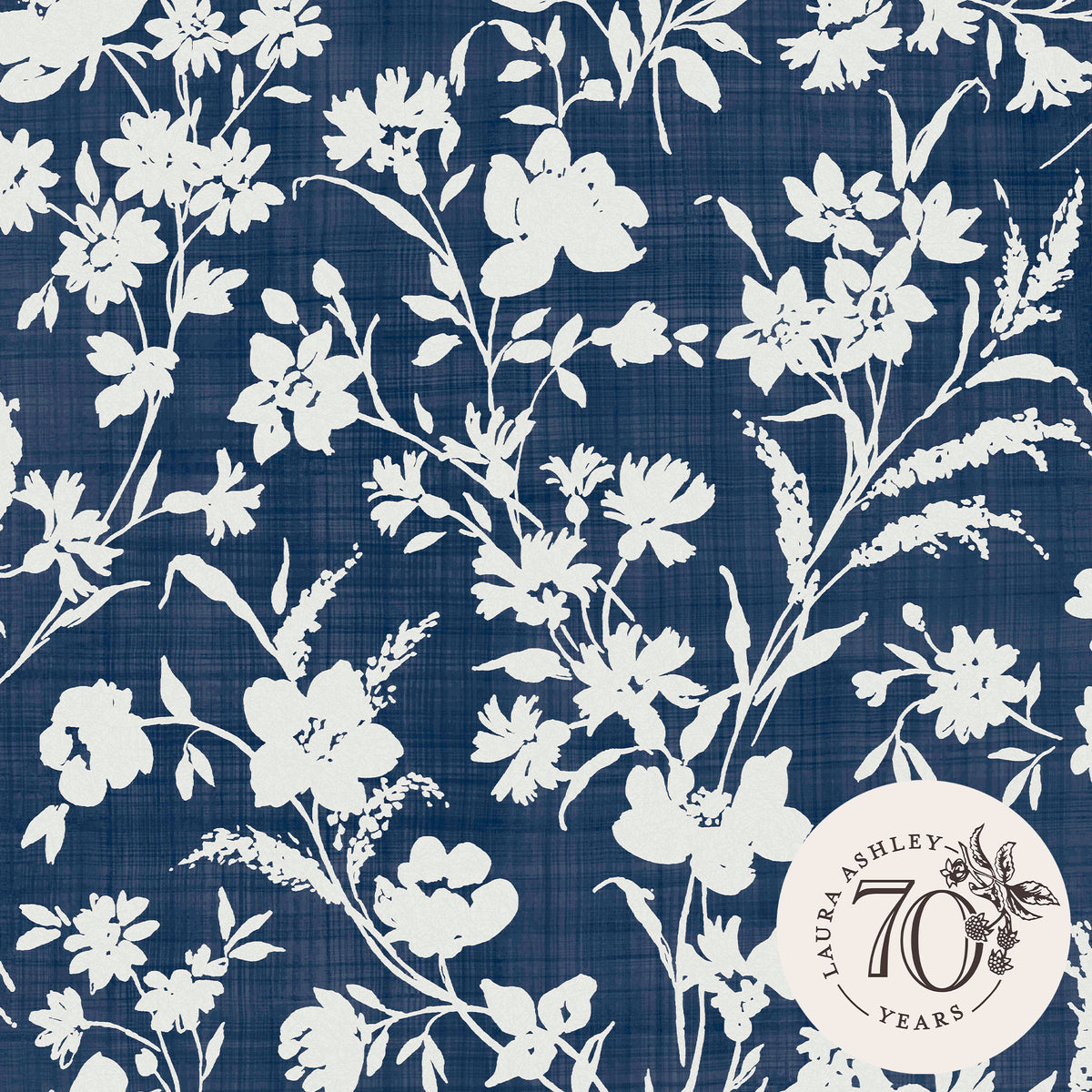 Laura Ashley Vliesbehang - Rye Midnight Seaspray Blue - Blauw 10mx52cm