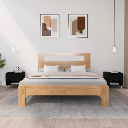 NNEVL Bedside Tables 2 pcs Black 50x46x50 cm Engineered Wood