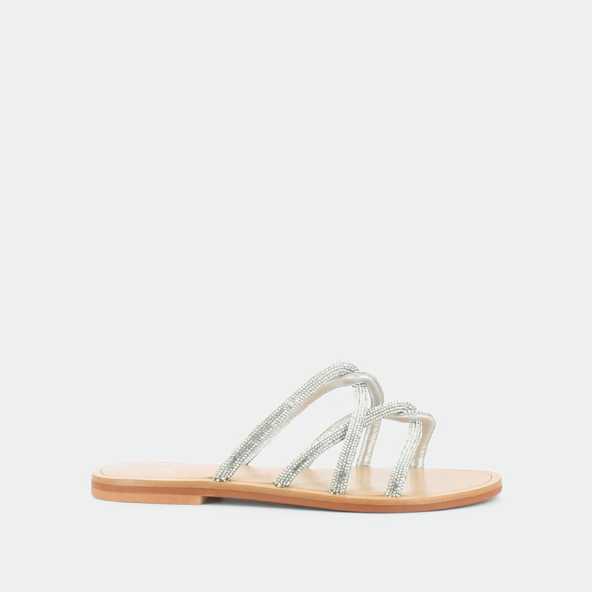 Mules cuir plates à strass