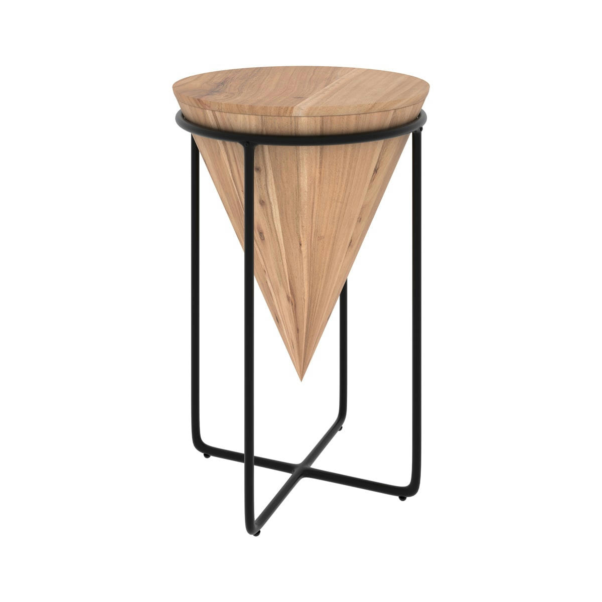 MAFANA - Grande sellette en bois d'accacia et métal D41 cm