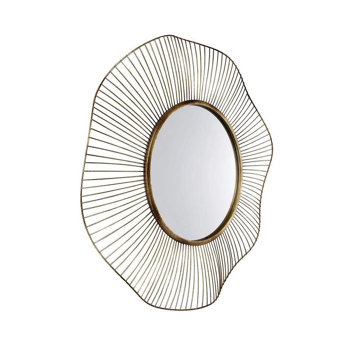 - Miroir design rond en métal doré 75cm