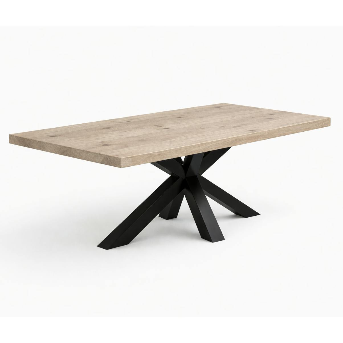 Table extensible bois grisé bords droits pied noir 220 cm PALERME