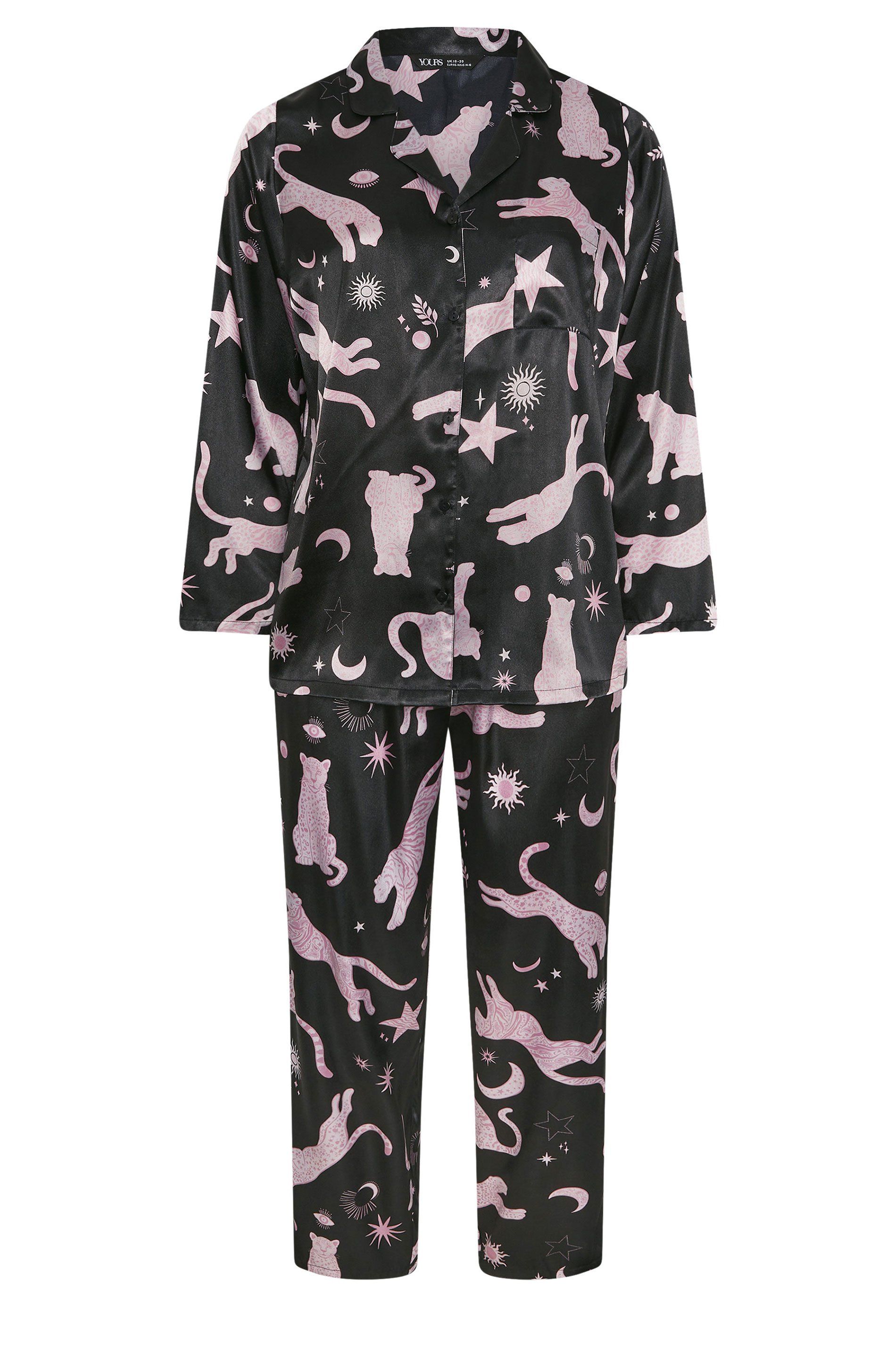 Yours Leopard Satin Pyjama Set
