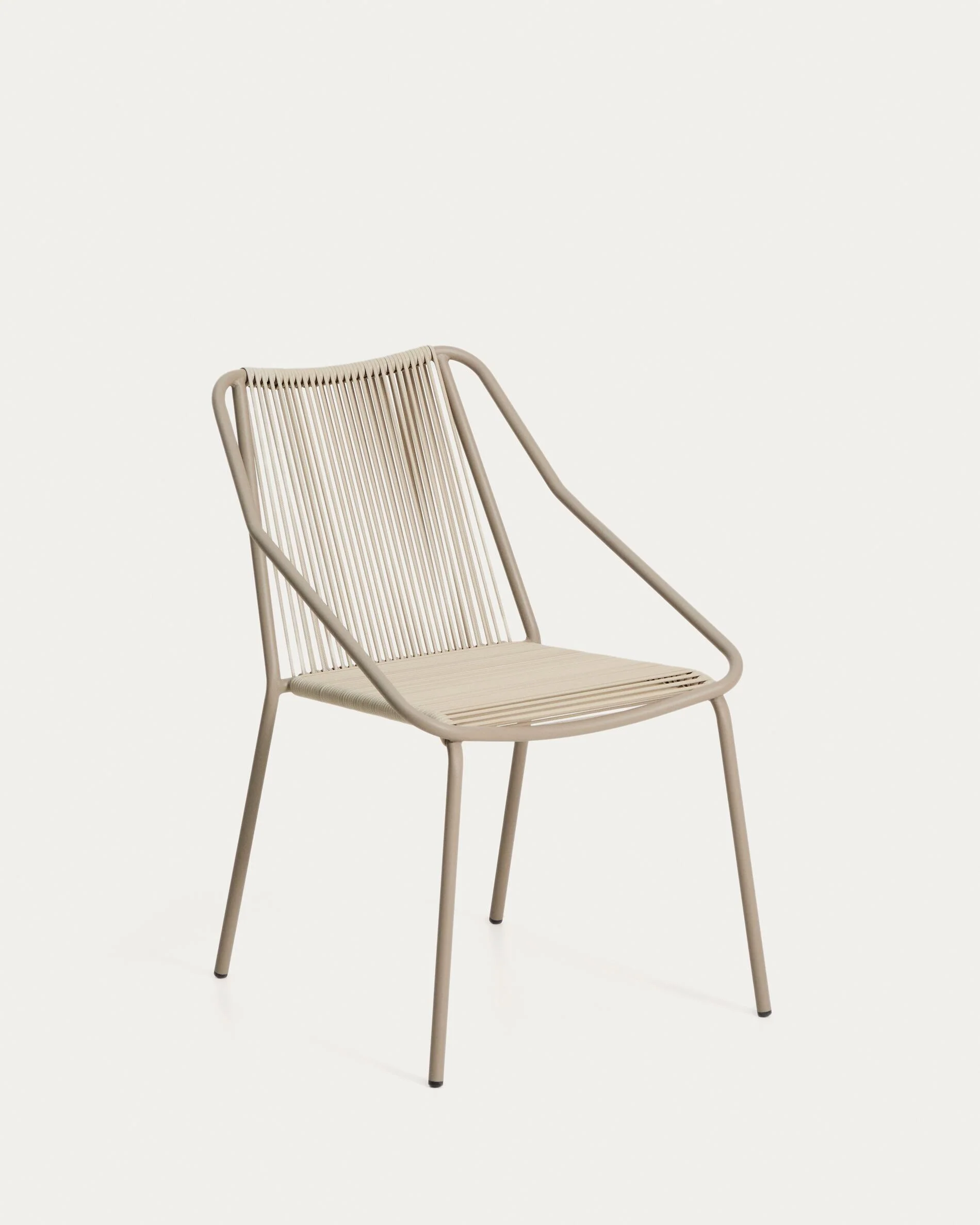 Zivia stackable outdoor chair in ecru rope cord and taupe galvanised steel