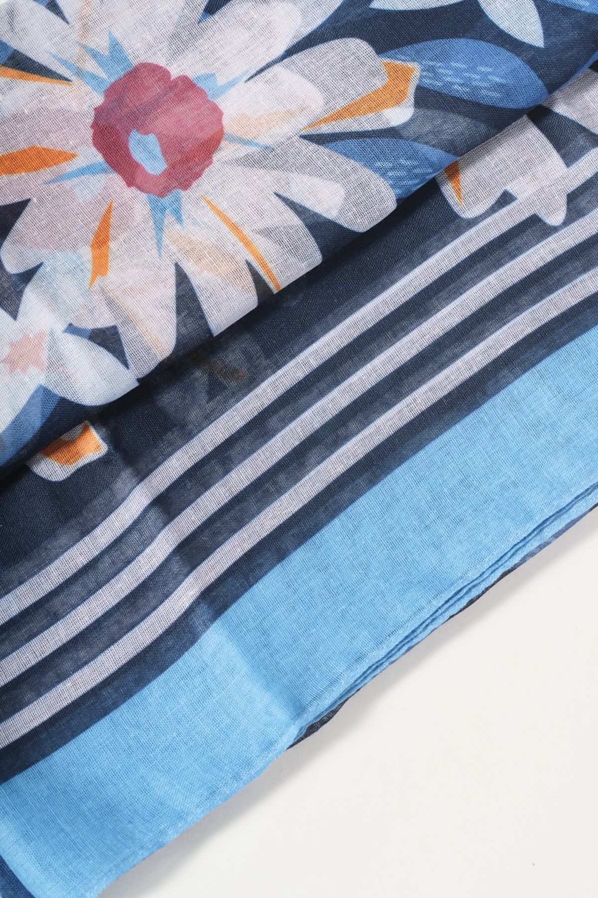 Blue Floral Print Scarf