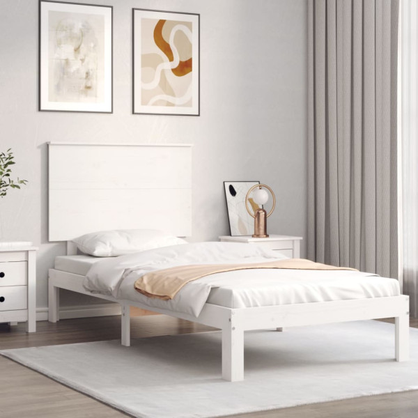 Rama łóżka bez materaca biała 90x200 cm lite drewno sosnowe