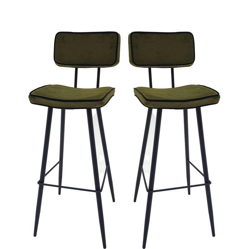MAURICE - Tabouret de bar (lot de 2) en tissu