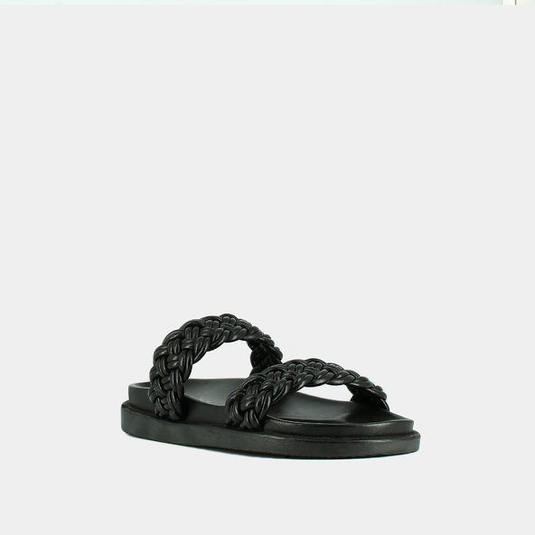 Mules à brides entrelacéesen cuir noir | WALTER
