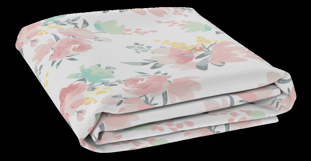 Kushies Fitted Percale Crib Sheet, Watercolour Blooms