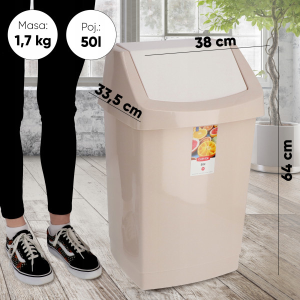 Curver Kosz Na Śmieci Uchylny 50 L Beżowy