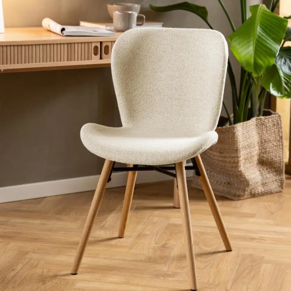 Eetkamerstoel Stof Beige - Zithoogte 46,5cm - Zaria - Set van 2