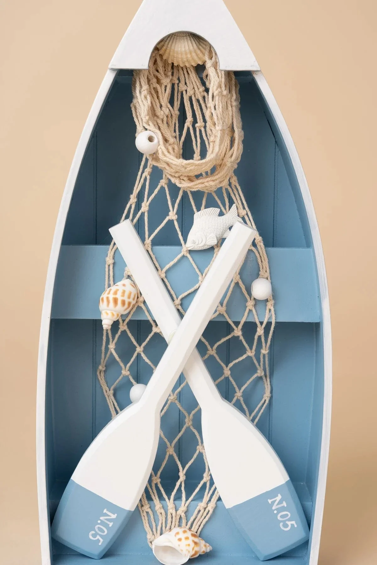 Blue Wooden Boat Paddle Decor