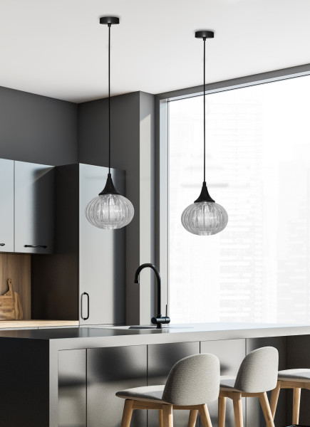 Lampa wisząca czarno-bezbarwny EXETER 1xE14x40W Candellux
