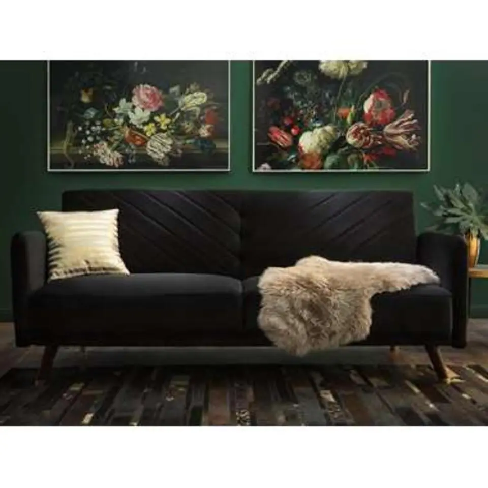 SENJA - Slaapbank 3-zits - Zwart - Fluweel