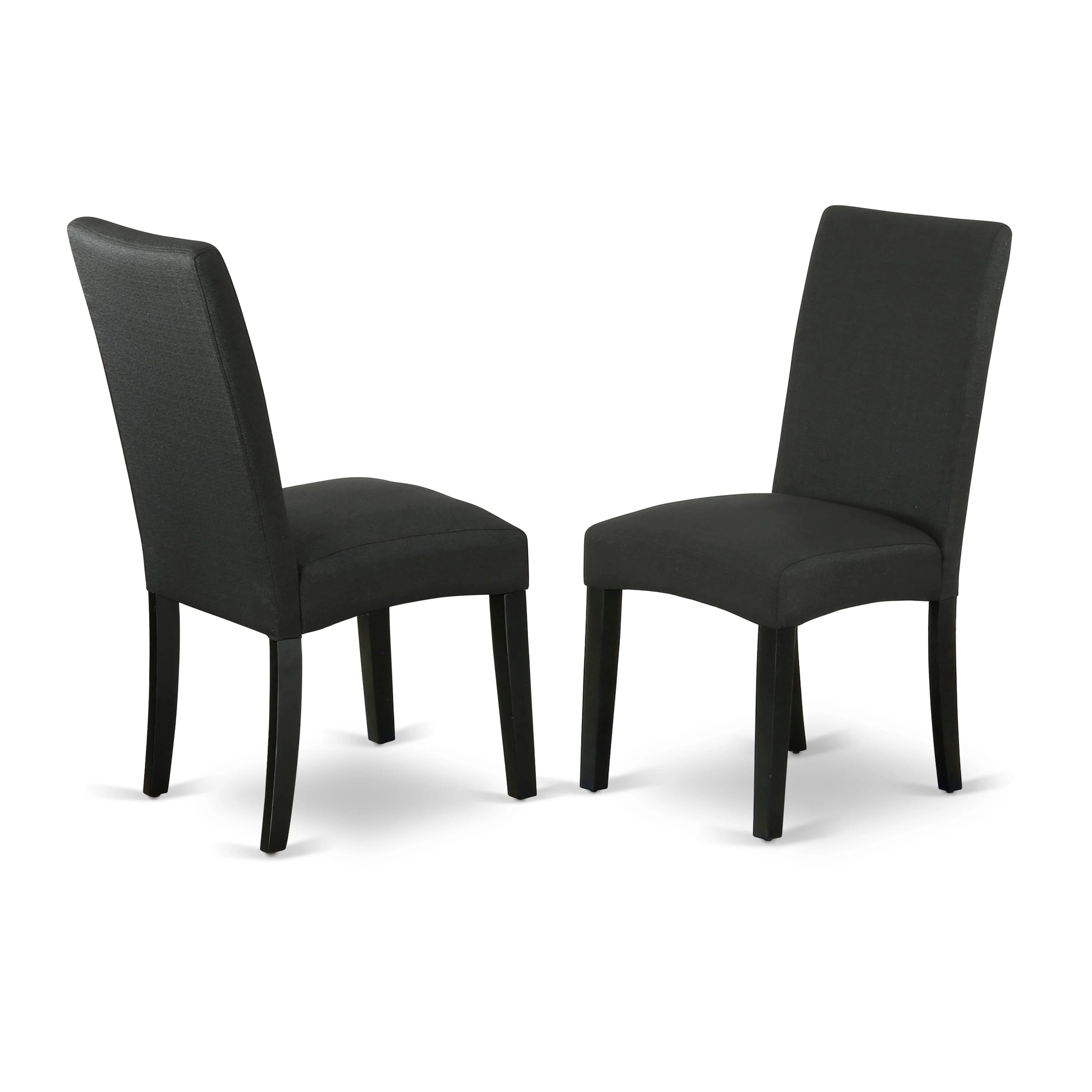 East West Furniture Driscol Parson Chairs - Black Color Linen Fabric Padded Dining Chairs, Set of 2, Black - DRP1T24