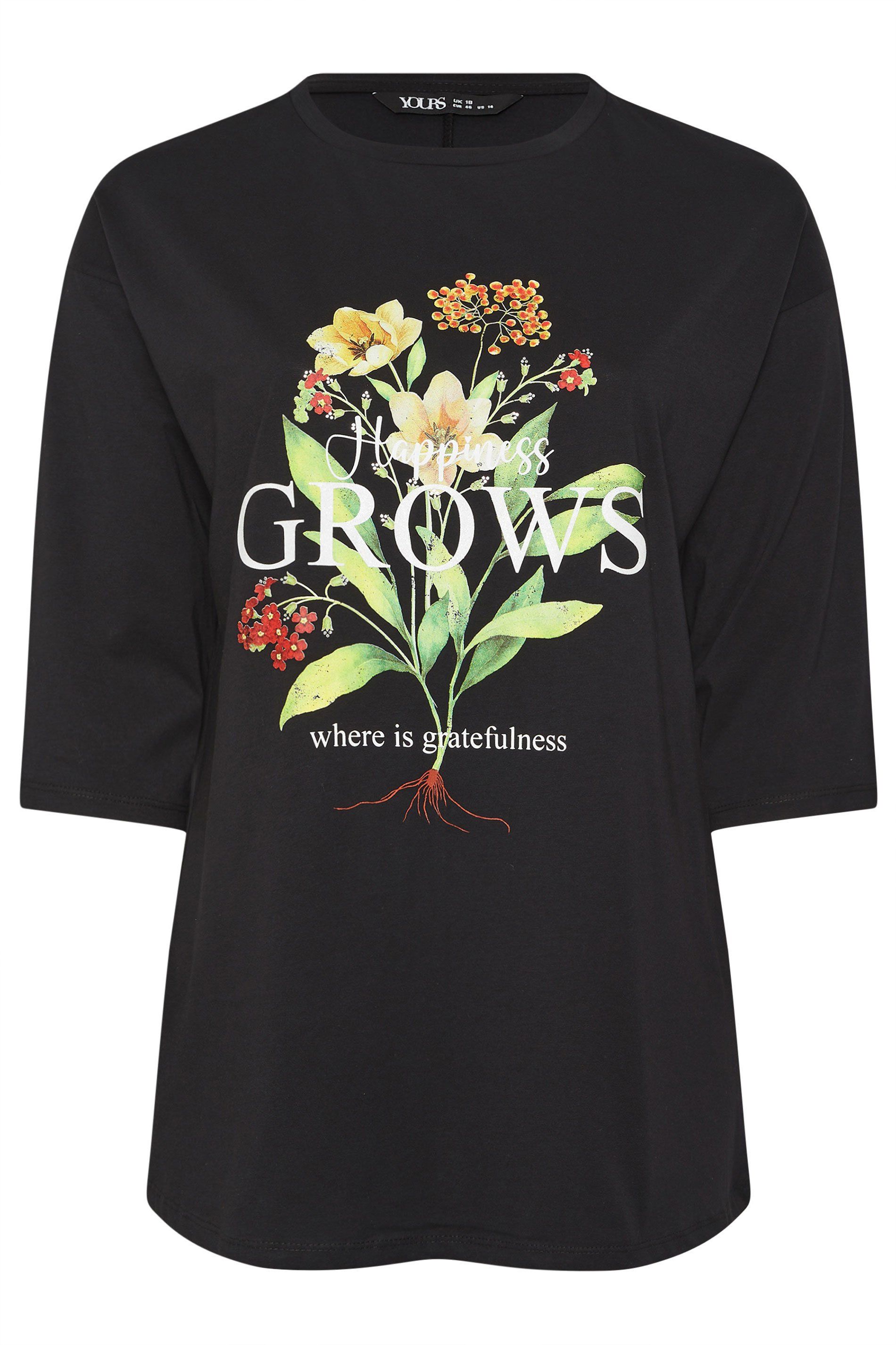 Yours Floral Graphic Slogan T-Shirt
