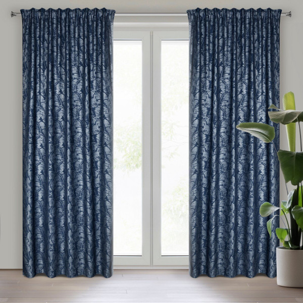 Zasłona na taśmie w stylu eko SCARLET 135X270 granatowa