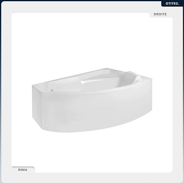 Baignoire asymétrique - 170 x 110 cm - Droite - avec Tablier - Pieds - Vidage Chrome - RIMA